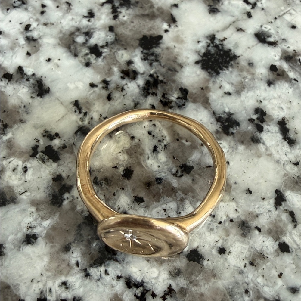 HALCYON Signet SELENE Ring 14K Solid Yellow Gold + Diamond  Sz 7 4.68g T.W. - Picture 9 of 14